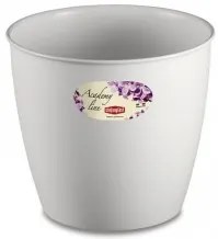 Stefanplast - Кръгла кашпа с колелца Academy 35 см - бял