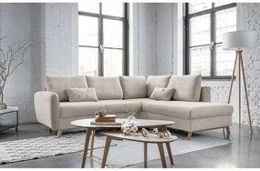 Бежов ъглов разтегателен диван десен ъгъл Scandic Lagom - Miuform