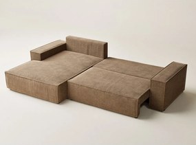 Светлокафяв шенилов сгъваем/с място за съхранение ъглов диван (ляв ъгъл) Maze – Maison de Rêve