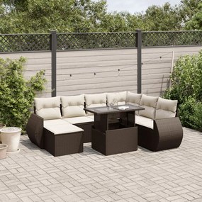 3268703 vidaXL Градински комплект с възглавници, 8 части, кафяв, полиратан