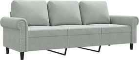 359539 vidaXL 3-местен диван, светлосив, 180 см, кадифе