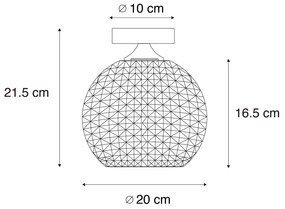 Таванна лампа в стил Арт Деко черна с опушено стъкло - Sphere