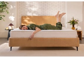 Тапицирано двойно легло с включена подматрачна рамка в цвят горчица 180x200 cm Noira Slim – Bonami Selection