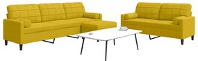 3278507 vidaXL Мека мебел от 3 части с възглавници и болстери жълт, кадифе