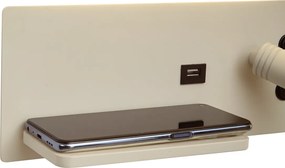 Комплект от 2 бежови стенни лампи, включително LED с USB и индукционно зарядно - Riza