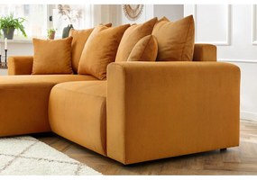 Кадифен ъглов диван в цвят жълта охра Enjoy – Bobochic Paris