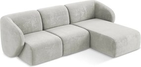 Светлосив шенилов ъглов диван (десен ъгъл) Lani – Makamii