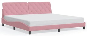 3207946 vidaXL Рамка за легло без матрак, розова, 200x200 см, кадифе