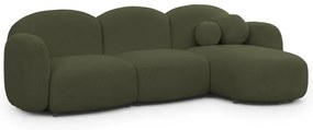 Зелен ъглов диван от прежда с примки от букле (десен ъгъл) Orbit – Ropez