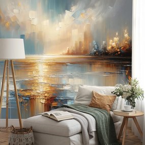 Самозалепващ тапет – Абстрактен градски пейзаж в топли тонове