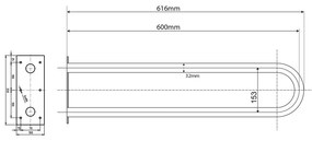 Стенен парапет за баня от неръждаема стомана 62 cm Handicap U – Sapho