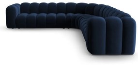 Син кадифен модулен ъглов диван Lupine – Micadoni
