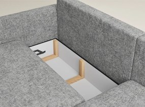 Сив шенилов сгъваем/с място за съхранение ъглов диван (десен ъгъл) Leon – Maison de Rêve