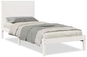3309310 vidaXL Рамка за легло без матрак, бял, 90x220 см, масивна дървесина