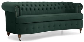 Диван Chesterfield Овал в цвят тъмнозелен, четириместен 230х86х80 см