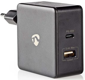 Универсално зарядно устройство Nedis с 2 изхода USB-A &amp; USB-C, 3.0A