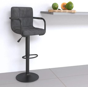 334649 vidaXL Бар табуретка, тъмносива, кадифе