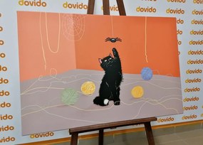 Картина на платно – Игрива котка с кълба