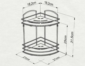 Ъглова етажерка за баня TEKNO TEL BK-074 , 2 нива , дърво