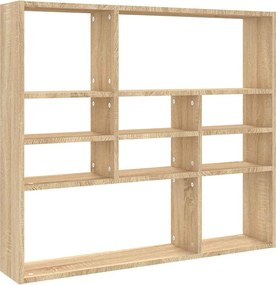 802942 vidaXL Стенен рафт, дъб сонома, 90x16x78 см, инженерно дърво