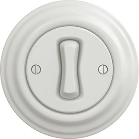 Kliklap - Ретро еднополюсен превключвател с рамка  № 1 керамичен бял