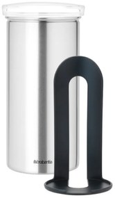 Буркан за съхранение на кафе капсули Brabantia 646989, За до 18 броя капсули, Неръждаема стомана, Устойчив на пръстови отпечатъци, Сребрист