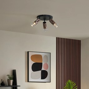 Кръгъл плафон тъмен бронз кръгъл 3-светлина регулируем - Veerle