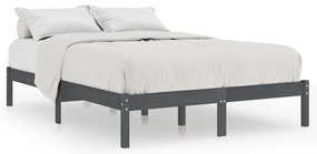 810039 vidaXL Рамка за легло без матрак, сив, 200x200 см, масивно дърво