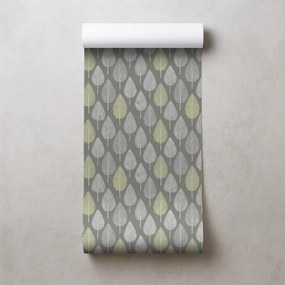 Тапет – Сиви и зелени листа на сив фон