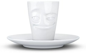 Бяла усмихната порцеланова чаша за еспресо с чинийка, обем 80 ml - 58products