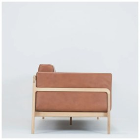 Диван от коняк кафява биволска кожа с масивна дъбова конструкция , 240 см Fawn - Gazzda