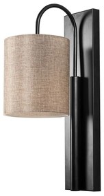 Черна метална стенна лампа със светлокафяв абажур Opviq lights Julia - Opviq lights