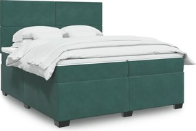 3293299 vidaXL Боксспринг легло с матрак, тъмнозелено, 200x200 см, кадифе