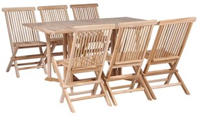 44661 vidaXL Градински трапезен комплект, сгъваем, 7 части, тик масив