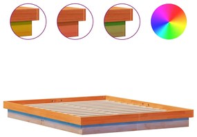 844415 vidaXL LED рамка за легло восъчнокафяв 150x200 см борово дърво масив