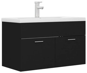 3071280 vidaXL Шкаф за баня с вградена мивка, черен, инженерно дърво