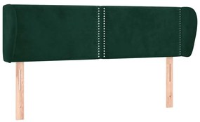 3117055 vidaXL Горна табла за легло с уши, тъмнозелена, 147x23x78/88см, кадифе