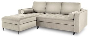Бежов кадифен ъглов диван, ляв ъгъл Santo - Milo Casa