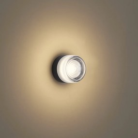 Дизайнерска стенна лампа черна с опалово стъкло IP44 - Michele