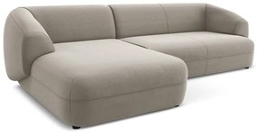 Бежов кадифен ъглов диван (ляв ъгъл) Moana – Makamii