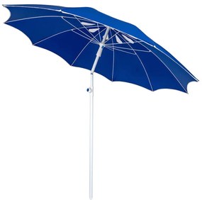 Плажен чадър MUHLER 2117 1008638, Ø190 см, Висок 210 см, 10 ребра, UV защита UPF 50+, Син