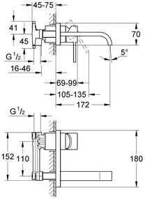 Тоалетна стенен кран Grohe Allure-Length 17 cm.