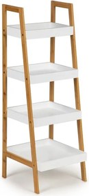 Етажерка 4 рафта МДФ бял естествен бамбук, 98*36*34см