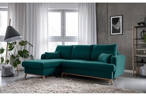 Тюркоазен разтегателен/с място за съхранение ъглов диван (ляв ъгъл) Scandic Lagom – Miuform