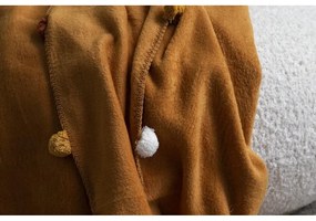 Покривало за легло от флийс в цвят горчица 150x200 cm Pom Pom – Mijolnir