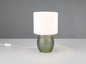 Бяло-зелена настолна лампа с текстилен абажур (височина 29 cm) Vela - Trio