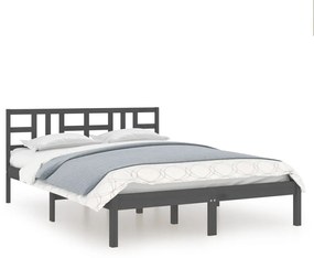 3105427 vidaXL Рамка за легло, сива, дърво масив, 200х200 см