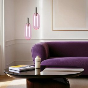 Лилаво LED висящо осветително тяло със стъклен абажур ø 13 cm Fiuggi – Candellux Lighting
