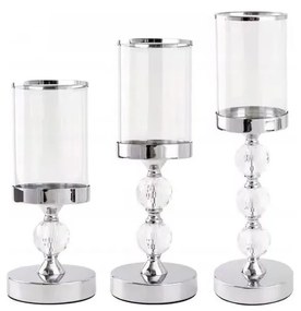 Комплект от 3 свещника с лъскаво хромово покритие