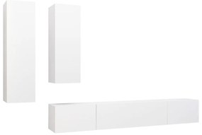 3078733 vidaXL Комплект ТВ шкафове от 4 части, бял, инженерно дърво